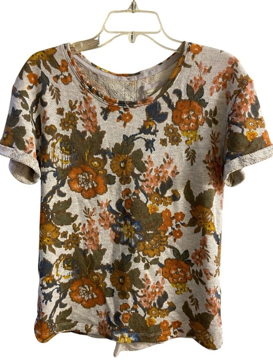 saturday sunday Tops - Saturday Sunday Anthropologie grey floral retro y2k short sleeve top Medium